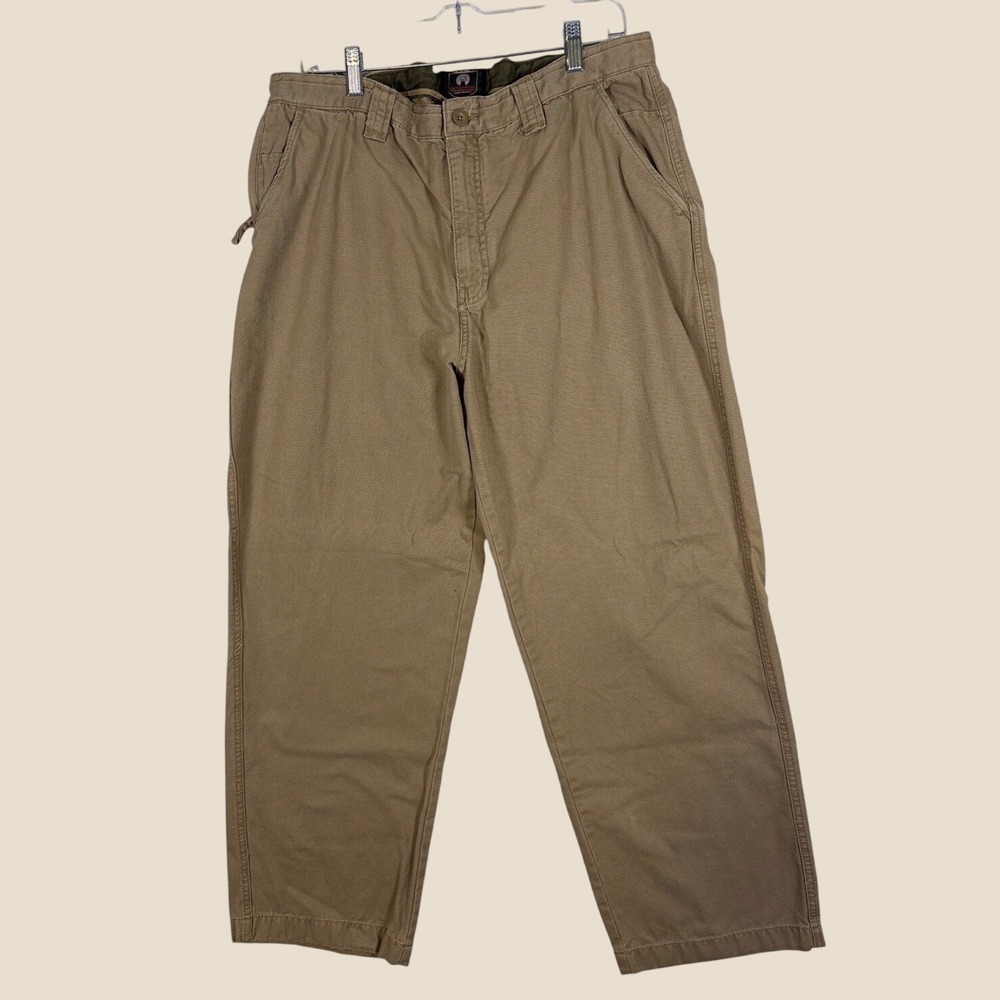 Weatherproof Mens 38x30 Tan Khaki Canvas Utility Work Pants Hammer Loop Cotton